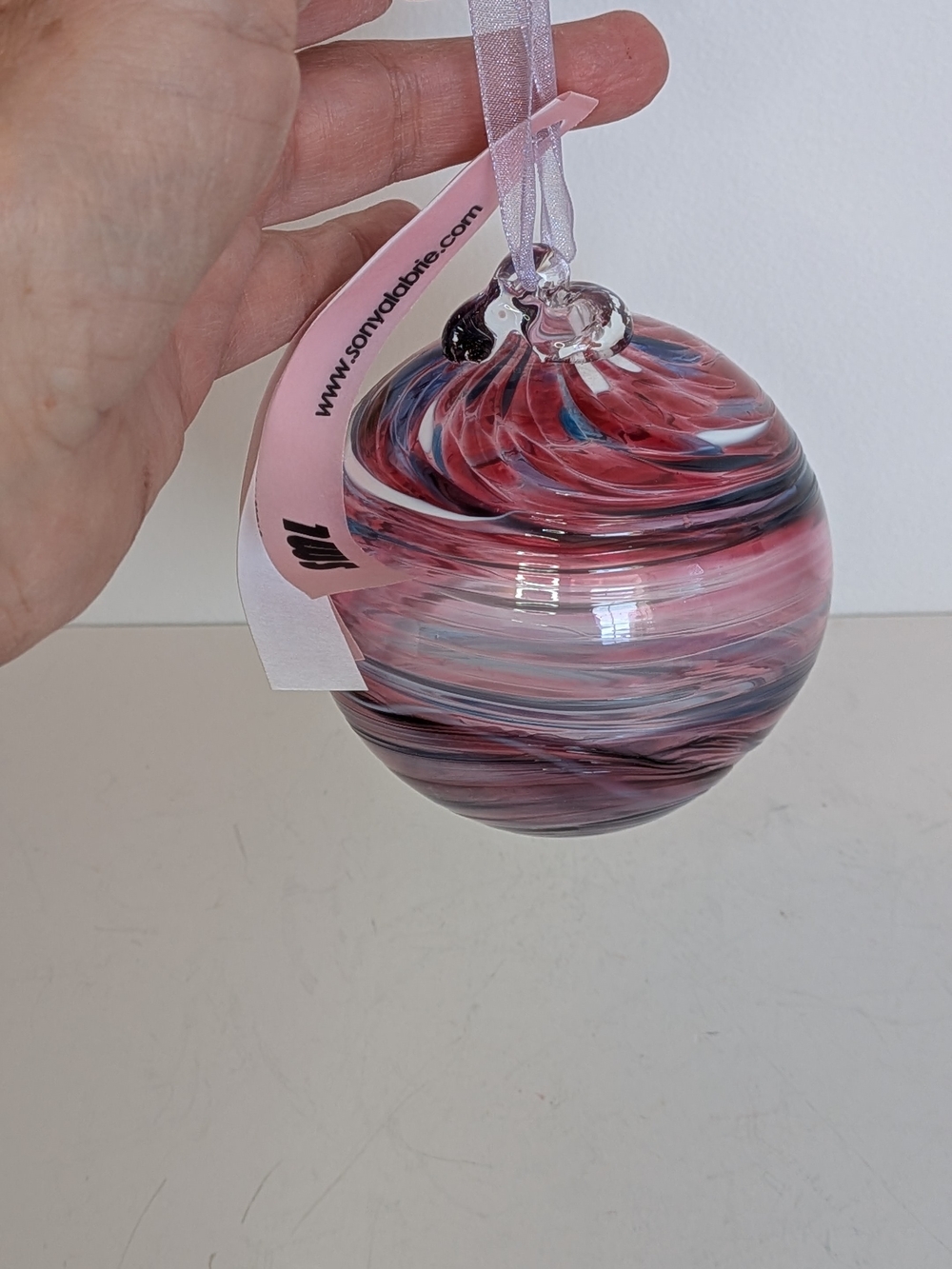 Friendship Ball Blown Glass Art Sun catcher Ornament swirl Sonya Labrie